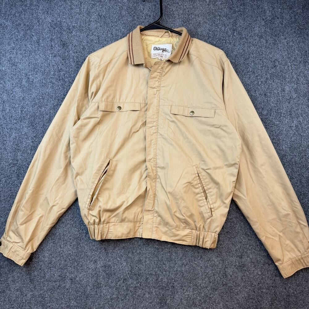 OakTree Mens Beige Jacket Size S Cotton Polyester Lined Made in Hong Kong